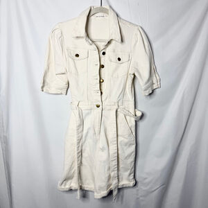 Avec Les Filles Off-White Denim Utility Romper Small